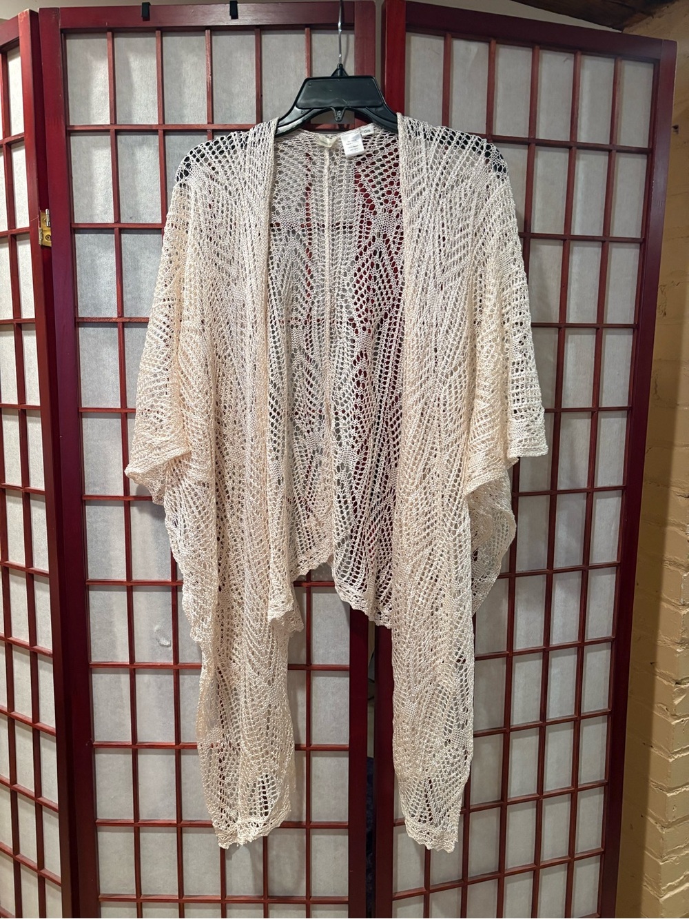Coldwater Creek Open Knit Cream Wrap